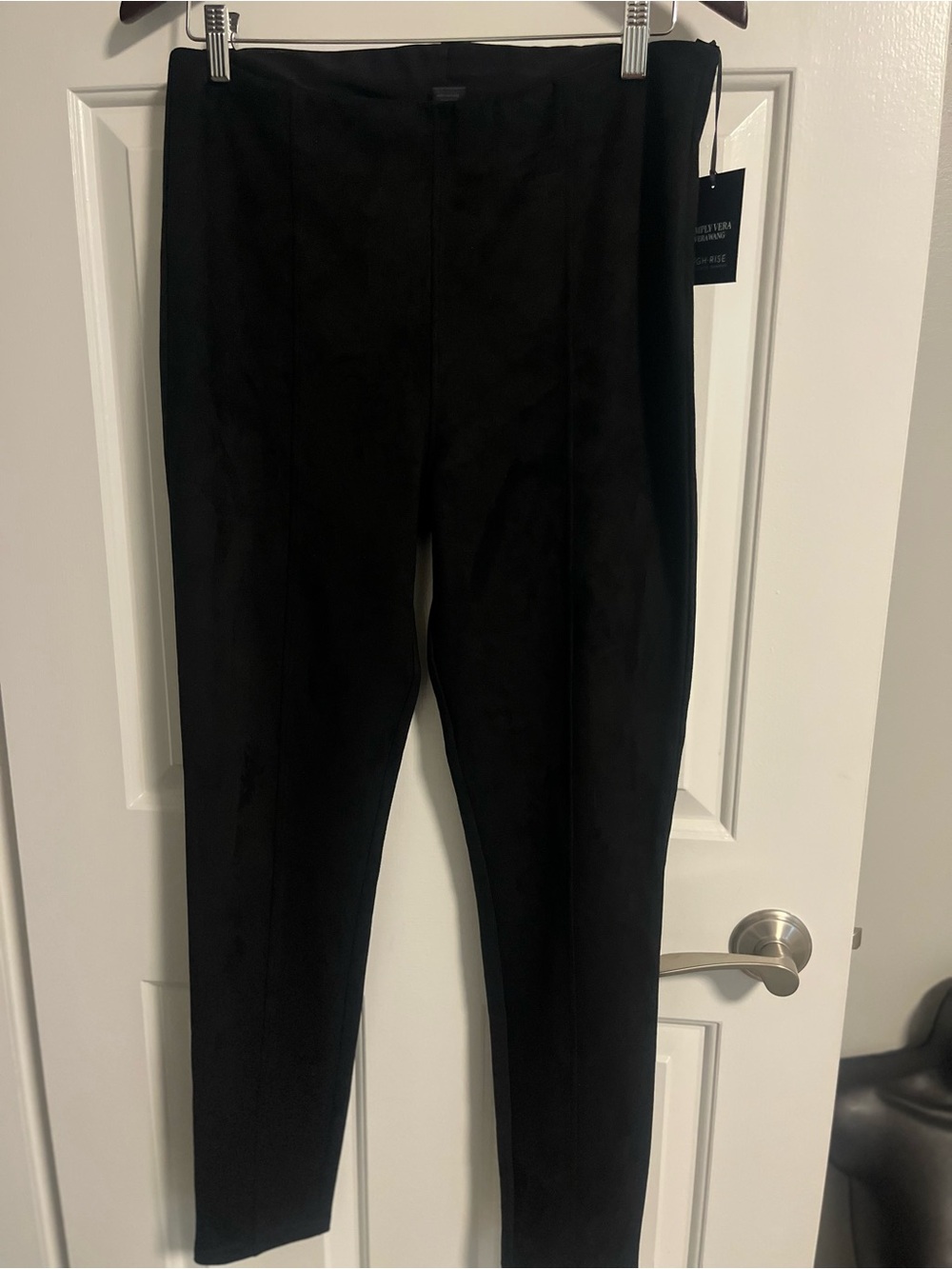 NWT Simply Vera Vera Wang Black Skinny Faux Suede Leggings Size Large